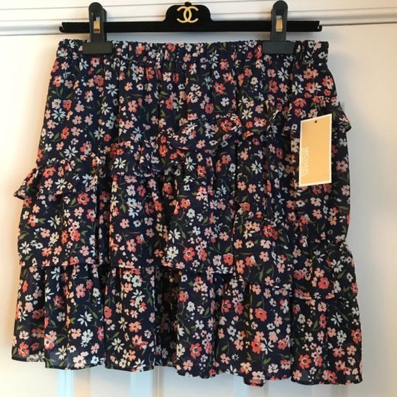 Michael Kors Dresses & Skirts - ✨ SOLD ✨ NEW Michael Kors Georgette Floral Tiered Ruffle Mini Skirt size M